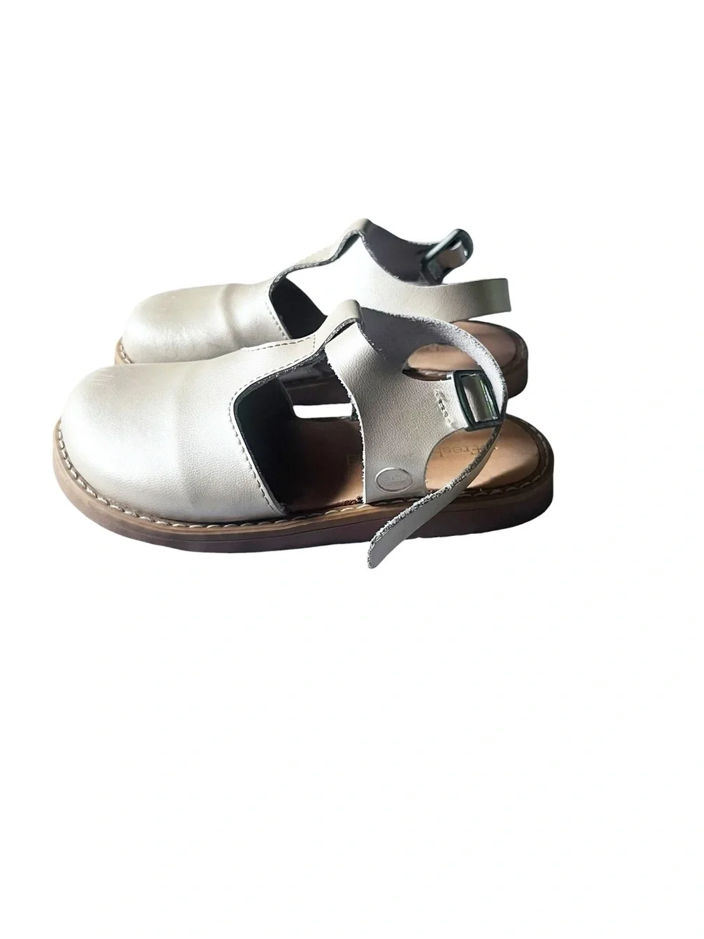 Freshly Picked Platinum Newport Leather Clog Shoes Size 9